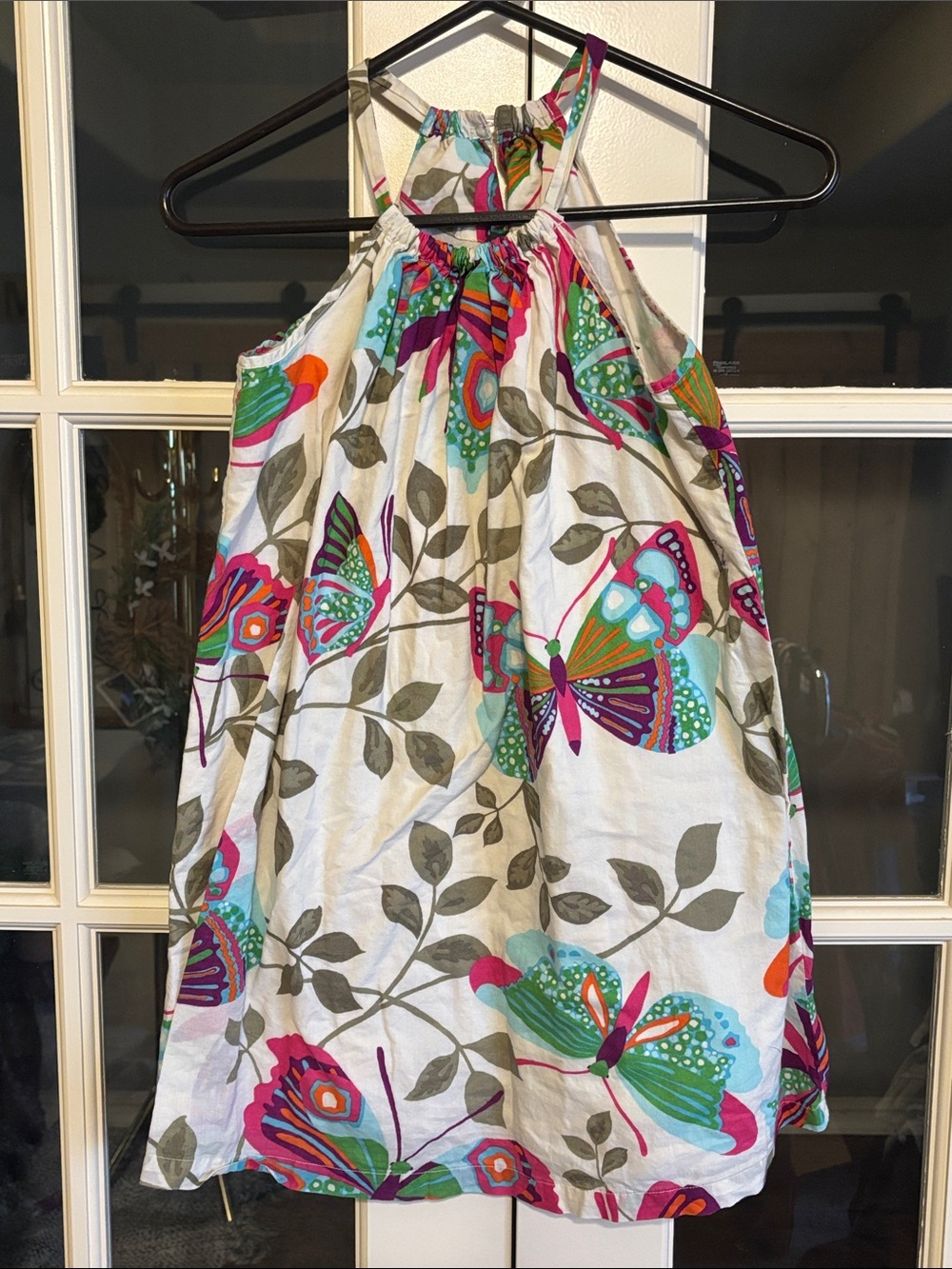 GAP Girls' Butterfly Halter Dress - White with Pink, Teal & Orange